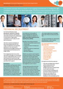 Technical recruitment brochure page