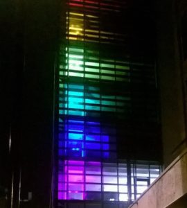 Rainbow colours light up buildings